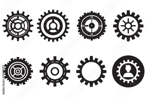 Gear Icon Set Isolated on White Background. Vector Illustration.