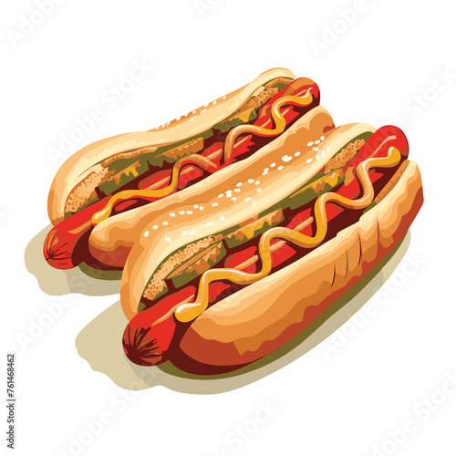 Colorful cartoon hot dog illustrations for menus,isolated vector art