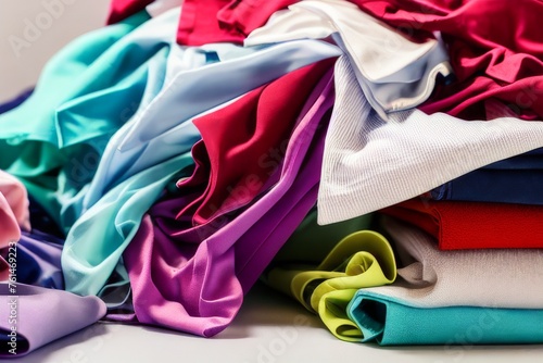 Heap of disarranged colorful clothes