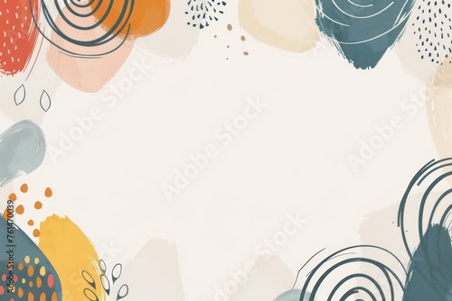This image features an abstract design with colorful circles, dots, and lines over a neutral background suitable for a variety of creative projects photo