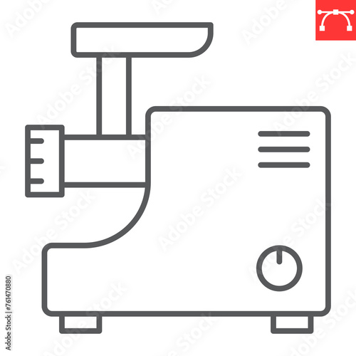 Meat grinder line icon, home appliances and kitchen equipment , electric mincer vector icon, vector graphics, editable stroke outline sign, eps 10.