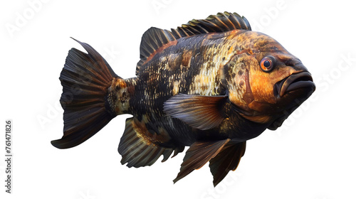 Beautiful full body Oscar fish, transparent background