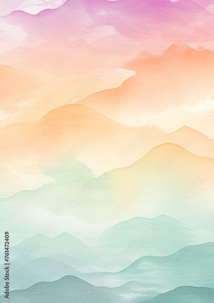 Mesmerizing vector art: Lavender, mint green, and peach blend in exquisite watercolor strokes, capturing ethereal beauty
