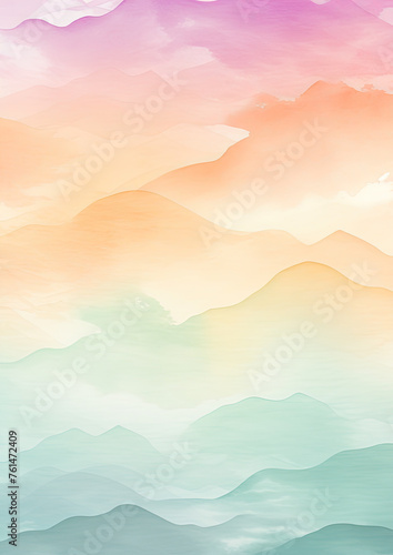 Mesmerizing vector art: Lavender, mint green, and peach blend in exquisite watercolor strokes, capturing ethereal beauty 