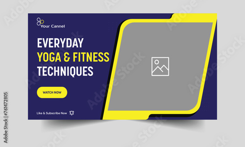 Regular yoga poses and workout routines Design of video thumbnail banners and exercise methods Fully editable vector EPS 10 file format for a video thumbnail banner design