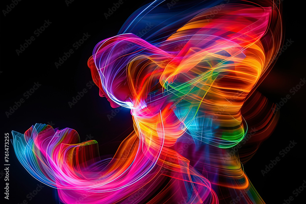 Obraz premium Abstract colored wave illuminated background. AI technology generated image