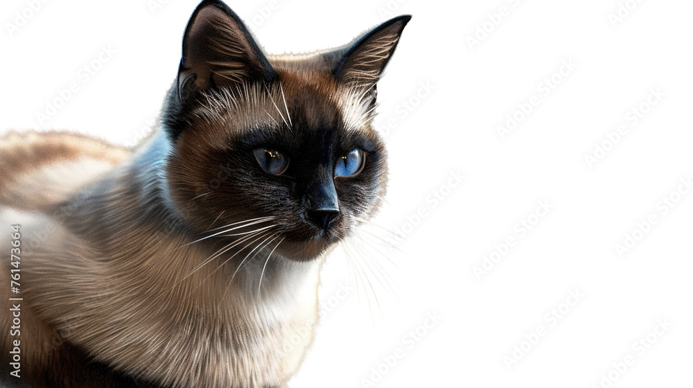 Cat, Siamese cat, full body, beautiful, transparent background