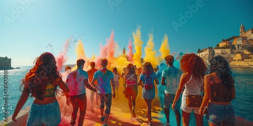 Group of People Standing in Front of Colored Smoke