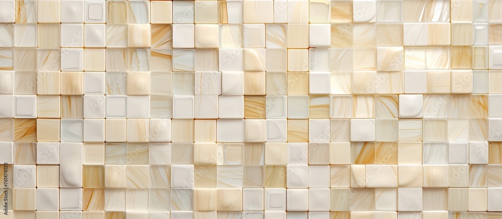 A close up of a hardwood brown wall with a pattern of beige squares, resembling a rectangle shape. It showcases a unique flooring building material design A close up of a hardwood brown wall with a pattern of beige squares, resembling a rectangle shape. It showcases a unique flooring building material design