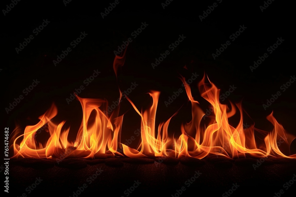 Fire flames on a black background an abstract concept. Fire flames on a black background an abstract concept.