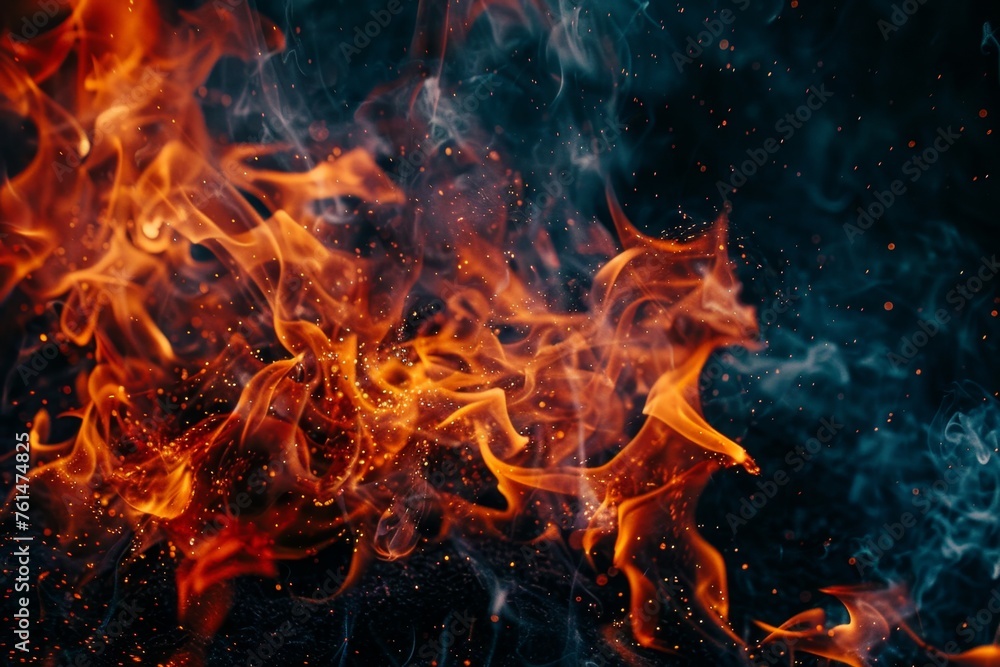 Fire flames on a black background an abstract concept. Fire flames on a black background an abstract concept.