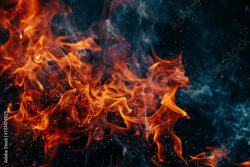 Fire flames on a black background an abstract concept. © กิตติพัฒน์ สมนาศักดิ