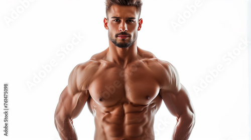 muscular shirtless man looking into the camera