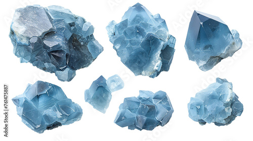 Blue Calcite Crystal: Transparent Isolated Top View Gemstone for Spiritual Healing and Decorative Design photo