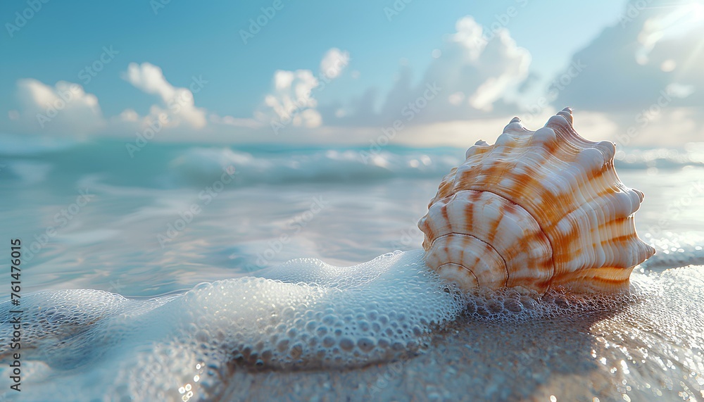 Seashell on the beach. Sea shell on the sand closeup. Closeup of a seashell on a sandy beach in tropical location. Salt water seashell Seashell on the beach. Sea shell on the sand closeup. Closeup of a seashell on a sandy beach in tropical location. Salt water seashell