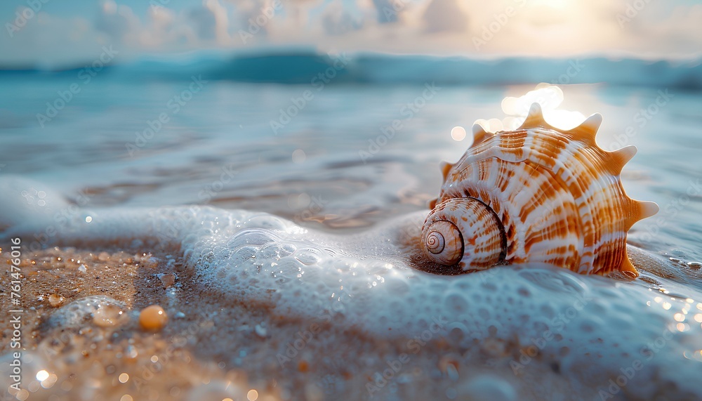 Seashell on the beach. Sea shell on the sand closeup. Closeup of a seashell on a sandy beach in tropical location. Salt water seashell Seashell on the beach. Sea shell on the sand closeup. Closeup of a seashell on a sandy beach in tropical location. Salt water seashell