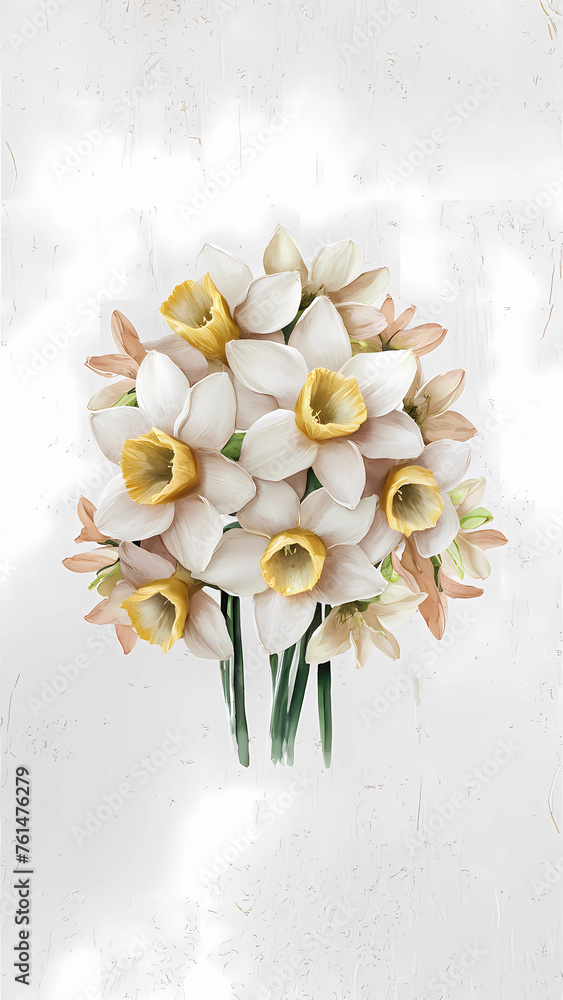 daffodil bouquet on white background