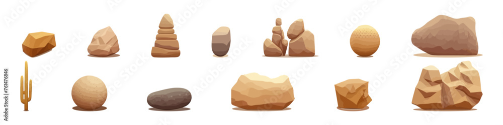 Desert rocks. Cartoon stones. Game element. Desert rocks. Cartoon stones. Game element.