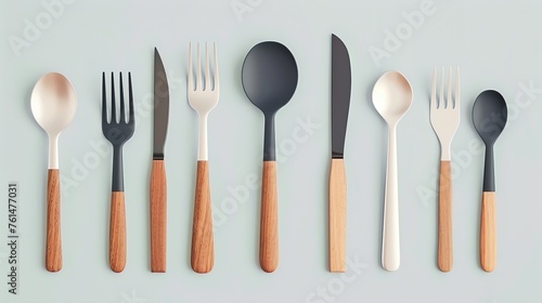Cutlery Mockup Design a digital mockup showcasing a stylish and modern set of cutleryminimal illustrations flat design