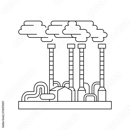 Geothermal power plant color line icon. Green generating industry.