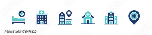 hospital and clinic buildings icon set health care architecture business vector hospital construction element illustration