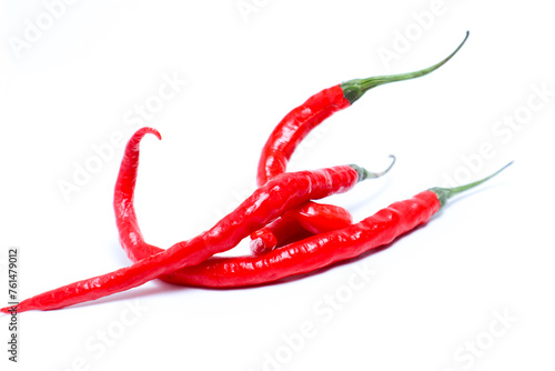 Red chilli peppers isolated on white background