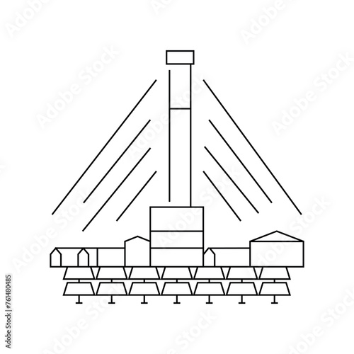 Concentrated Solar Thermal color line icon. CST power plant station.