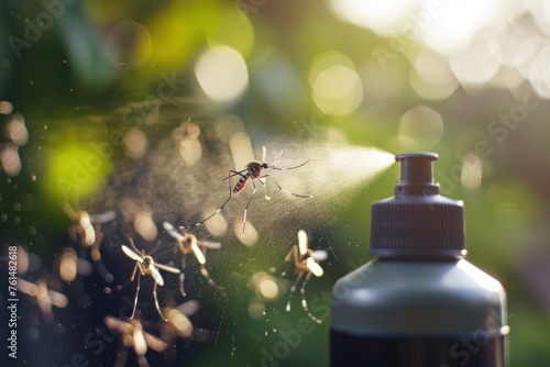 Mosquito repellent, a can of spray sprays on mosquitoes © Igor