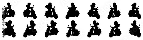 Moped scooter silhouette set vector design big pack of illustration and icon