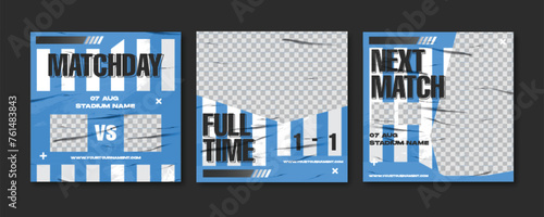 Sport social media post template , Football Match day , Full time , Next match Best player