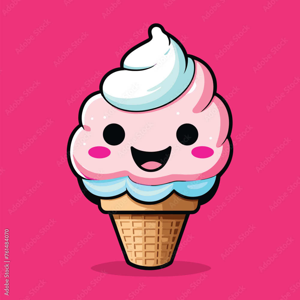 cute ice cream vector character design
