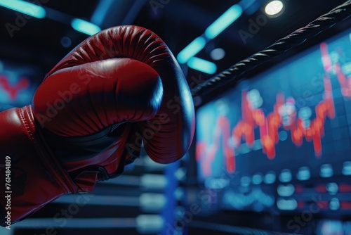 Red boxing gloves hanging from a rope, suitable for sports and fitness concepts