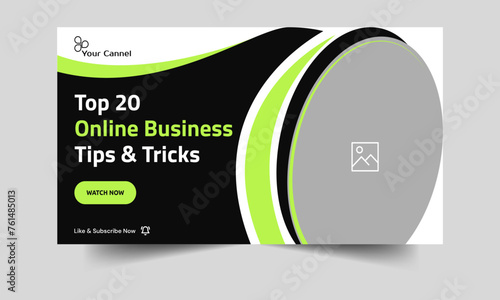 Online business tips and techniques developing a vector EPS 10 file type business concept plan, a completely editable video thumbnail banner design, and a video cover banner