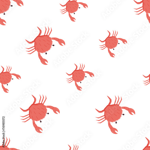 Seamless pattern cute cartoon crab. Vector illustration of a marine animal, background wallpaper. © Elenglush