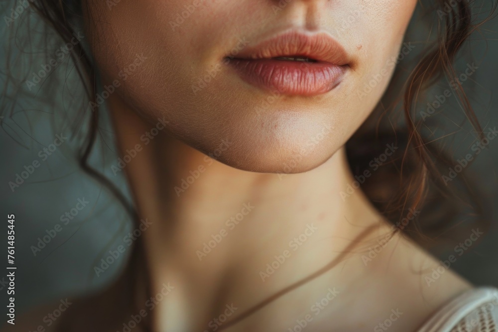 Close up of a woman's face wearing a necklace, perfect for fashion or beauty concepts Close up of a woman's face wearing a necklace, perfect for fashion or beauty concepts