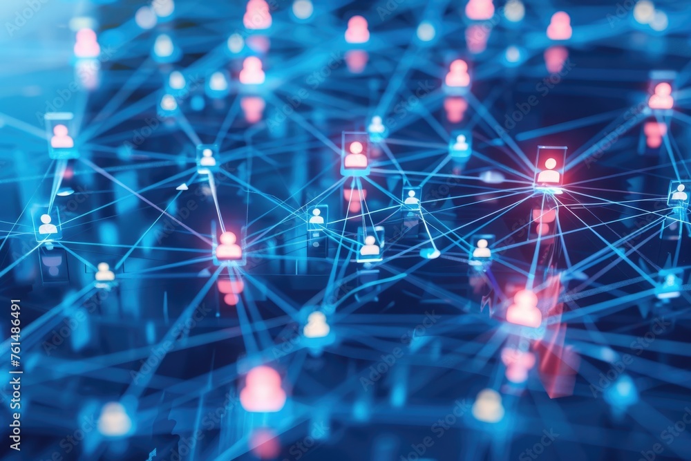 Illustration of a group of people connected by lines and dots. Suitable for business and technology concepts Illustration of a group of people connected by lines and dots. Suitable for business and technology concepts
