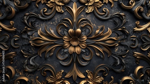 Detailed close-up of a gold and black wall, perfect for interior design projects