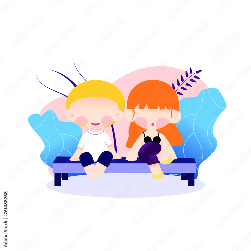 Women and man sitting in the chair Women and man sitting in the chair