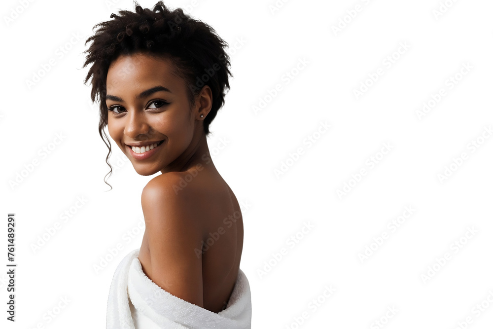 Beautiful young black woman with a towel posing on a transparent background. isolated, transparent background, no background. PNG. Beautiful young black woman with a towel posing on a transparent background. isolated, transparent background, no background. PNG.