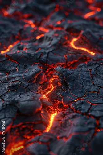 Detailed view of lava covering the ground, perfect for geological or natural disaster concepts