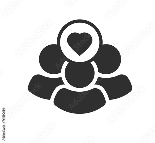 Friendship icon, people group in love happy sign vector graphic simple pictogram, users team in passion unity symbol, family care solidarity support unity community image clipart