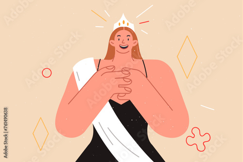 Woman winner of beauty contest rejoices at receiving crown for winning over rivals