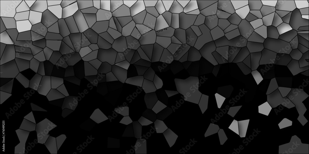 Abstract colorful gray, beige mosaic pattern. Pebble seamless pattern vector illustration Quartz light gray and light Broken Stained Glass Background with black outlines 3d Voronoi diagram - obrazy, fototapety, plakaty 