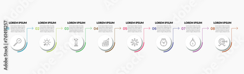 Vector Infographic design business template with icons and 8 options or steps. square design or diagram