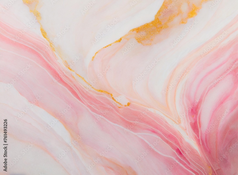 Abstract marble marbled stone ink liquid fluid painted painting texture luxury background banner - Pink petals, blossom flower swirls gold painted lines