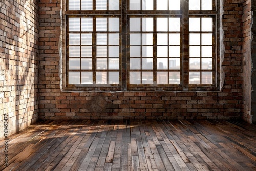 An empty room with a window and wooden floor. Ideal for interior design concepts