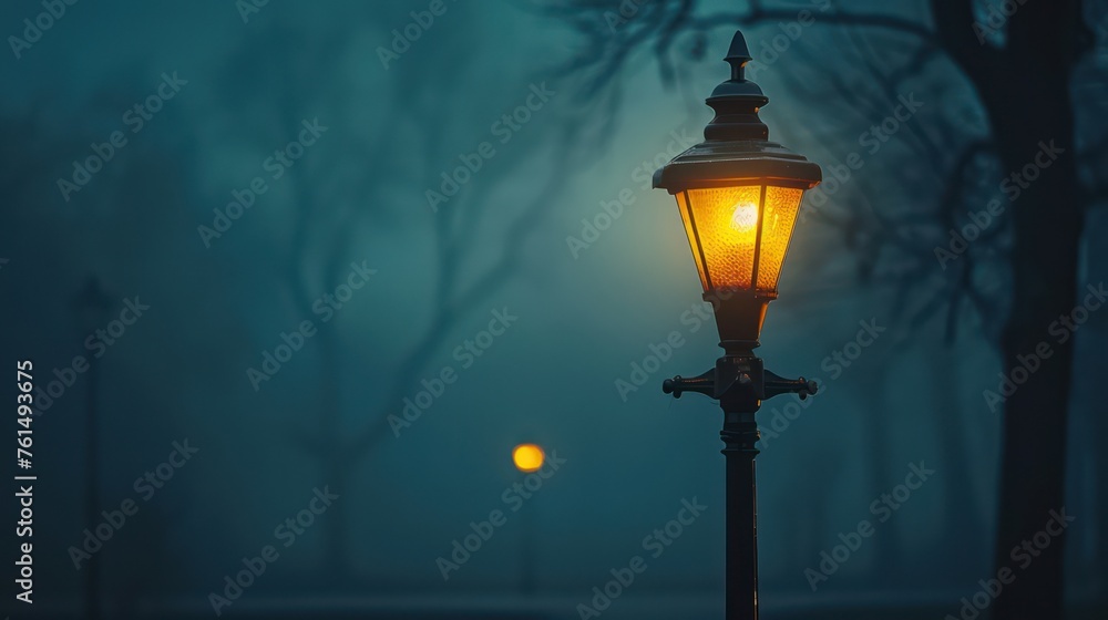 Nighttime street lights creating a romantic ambiance, evoking memories and nostalgia, with generous room for text.
