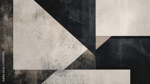 Monochrome Geometric Shapes Abstract Minimalist Background.