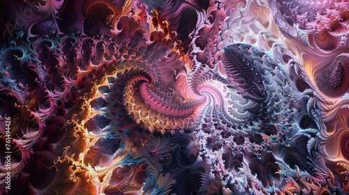 Intricate Fractal Design with Vibrant Colors and Patterns.