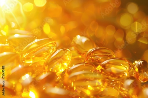 Close up of fish oil capsules, suitable for healthcare and nutrition concepts